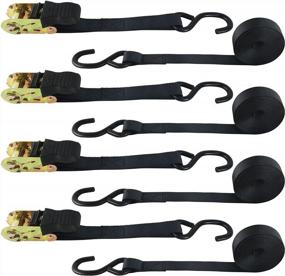 img 4 attached to MuHize Ratchet Tie Down Straps - Heavy Duty Tie Down Strap Set, 1" X 15' With Rubber Handles And Coated Deep S Hooks (4 Pack), Heavy Duty Ratchet Straps For Cargo Securing, Black