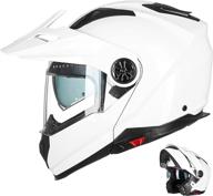 ilm motorcycle full face modular atv helmet three in one casco with pinlock anti fog visor for men women dot model-909f(white s) logo