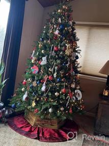 img 8 attached to Коробка в стиле рустик из дерева для декора Рождественской ёлки в фермерском стиле - старинная стойка из обветренного дерева для стандартных ёлок в коричневом цвете