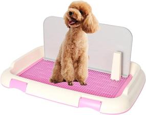 img 4 attached to Train Your Pet With Ease: LONABR Dog Potty Tray With Post And Wall For Efficient Potty Training