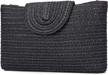 kadell - women clutch, summer straw handbag seashell straw bag summer bag (black) logo