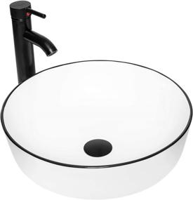img 4 attached to Обновите свою ванную комнату с помощью белой керамической раковины и смесителя YOURLITE - круглый дизайн 16,3 дюйма