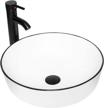 upgrade your bathroom with yourlite white ceramic vessel sink & faucet set - 16.3 inch round design logo