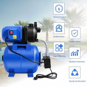 img 2 attached to Струйный водяной насос Blue Goplus 1.6HP под давлением для домашнего орошения с резервуаром для неглубокой скважины, накачивая до 1000 галлонов в час с мощностью 1200 Вт
