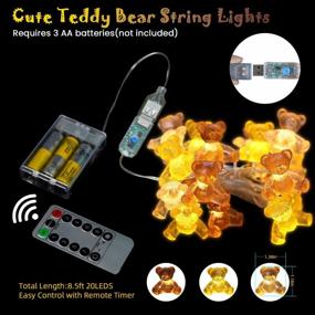 img 3 attached to JASHIKA Teddy Bear Indoor String Lights Cottage Core Room Decor Unique Bear Decorative Lights 8.5Ft 20LED Battery Operated Or USB Plug In Fairy Lights Bedroom Camping Christmas Centerpiece Fireplace