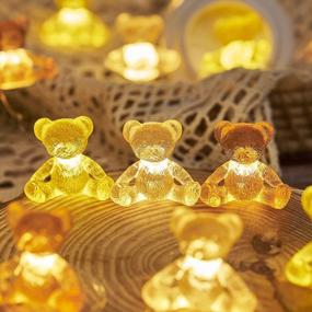 img 4 attached to JASHIKA Teddy Bear Indoor String Lights Cottage Core Room Decor Unique Bear Decorative Lights 8.5Ft 20LED Battery Operated Or USB Plug In Fairy Lights Bedroom Camping Christmas Centerpiece Fireplace