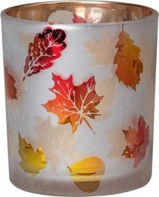 img 4 attached to Fall-Inspired Elegance: Northlight'S Matte White And Gold Flameless Glass Candle Holder With Autumn Leaves Design