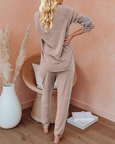 img 2 attached to Women'S Striped Long Sleeve Sweatshirt And Drawstring Sweatpants Two-Piece Lounge Set Outfit