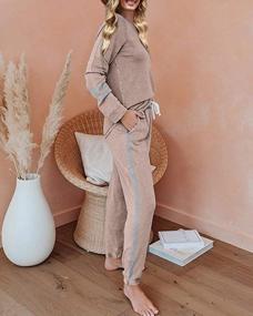 img 1 attached to Women'S Striped Long Sleeve Sweatshirt And Drawstring Sweatpants Two-Piece Lounge Set Outfit