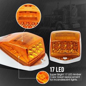 img 1 attached to 🚛 Partsam 5PCS Truck Cab Marker Light 17 LED Amber Top Roof Running Lights with Chrome Base - Replacement for Peterbilt/Kenworth/Freightliner/Mack/Autocar Hayes