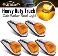 🚛 partsam 5pcs truck cab marker light 17 led amber top roof running lights with chrome base - replacement for peterbilt/kenworth/freightliner/mack/autocar hayes логотип