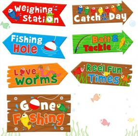 img 4 attached to Gone Fishing Party Welcome Signs: Perfect Summer Birthday Decorations & Favor Ideas