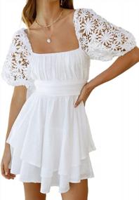 img 4 attached to Vintage Backless Beach Dresses With Lace And Puff Sleeves By HOTAPEI For Women