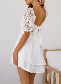 img 3 attached to Vintage Backless Beach Dresses With Lace And Puff Sleeves By HOTAPEI For Women