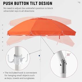 img 1 attached to KITADIN 6.5FT пляжный зонт для песка портативный открытый пляжный зонт с песком якорь стекловолокно ребро кнопка наклона и сумка для переноски оранжевый