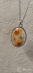 img 3 attached to FM FM42 Multicolor Daisy Pressed Flowers Queen Anne's Lace Transparent Oval Pendant Necklace: A Vibrant and Elegant Accessory (Available in 4 Colors)