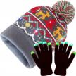 get festive with led light-up christmas hat and gloves - knit beanie & ugly sweater theme logo