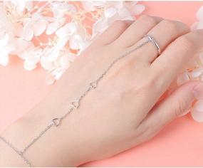 img 3 attached to S925 Sterling Silver Adjustable Finger Ring Bracelet Hand Harness Chain Set For Women