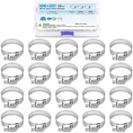 20-piece hose clamp set - 5/8''–1'' worm gear hose clamps made of durable 304 stainless steel for intercooler, plumbing, tube, fuel line and pipe connections logo