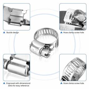 img 2 attached to 20-Piece Hose Clamp Set - 5/8''–1'' Worm Gear Hose Clamps Made Of Durable 304 Stainless Steel For Intercooler, Plumbing, Tube, Fuel Line And Pipe Connections