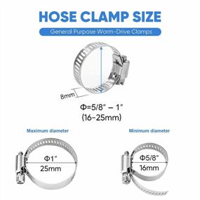 img 3 attached to 20-Piece Hose Clamp Set - 5/8''–1'' Worm Gear Hose Clamps Made Of Durable 304 Stainless Steel For Intercooler, Plumbing, Tube, Fuel Line And Pipe Connections