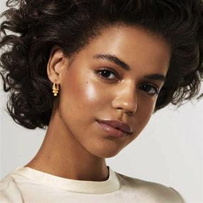 img 2 attached to 14K Gold Plated Huggie Hoop Earrings For Women With Dangling Ball Accents - Cute And Stylish Earrings For Girls