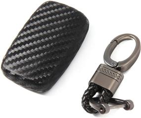 img 1 attached to 🔑 Carbon Fiber Key Fob Case with Silicone Texture Cover Shell | Smart Keyless Remote Soft Key Fob Skin Glove for Land Rover Discovery Sport, Discovery 4, Freelander 2 & Range Rover Evoque