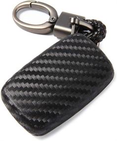 img 2 attached to 🔑 Carbon Fiber Key Fob Case with Silicone Texture Cover Shell | Smart Keyless Remote Soft Key Fob Skin Glove for Land Rover Discovery Sport, Discovery 4, Freelander 2 & Range Rover Evoque