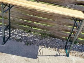 img 7 attached to Складной пивной стол для пикника с регулируемой высотой, отверстием для зонта и деревянной столешницей - идеально подходит для кемпинга на открытом воздухе, патио в саду и на заднем дворе - сборка не требуется