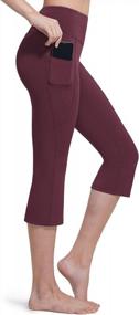 img 4 attached to Women'S TSLA Bootcut Yoga Pants With Pockets, High Waist Tummy Control Workout Leggings, 4 Way Stretch Bootleg Activewear