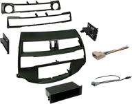 🚗 complete double din dash kit for 2008-2012 honda accord - dark metallic finish, antenna adapter & harness included, compatible with all trim levels logo