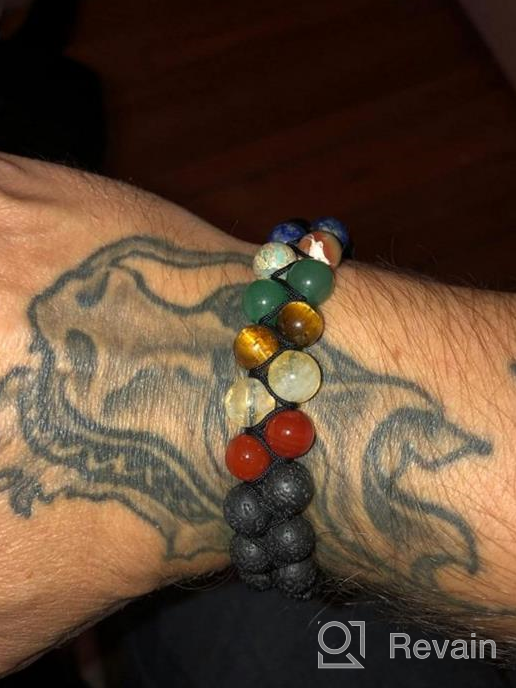 img 1 attached to 8Mm Natural Lava Rock Stone Bracelets For Men, Healing Crystal Essential Oil Diffuser Beads Bracelet Chakra Yoga Energy Anxiety Gemstone Bracelet - 3 Layer review by Katie Gonzalez