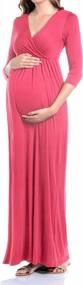 img 2 attached to Beachcoco Women'S Maternity Maxi Dress – V-Neck 3/4 Sleeve Nursing Pregnancy Long One Piece Baby Shower Photography