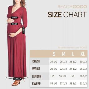 img 1 attached to Beachcoco Women'S Maternity Maxi Dress – V-Neck 3/4 Sleeve Nursing Pregnancy Long One Piece Baby Shower Photography
