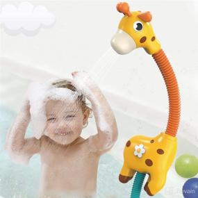 img 4 attached to 🦒 WISHTIME Giraffe Toddler Bath Shower Head Toy: Fun and Interactive Baby Bath Sprinkler Toy for Boys and Girls, Ideal for Bath Time Entertainment