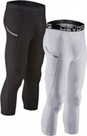 devops 2 pack men's 3/4 compression pants athletic leggings with pocket logo