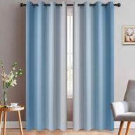 yakamok 84 inch long ombre curtains, light blocking gradient color curtains, room darkening thermal insulated grommet window drapes for bedroom(light blue and greyish white, 2 panels, 52x84 inch) logo