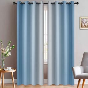 img 4 attached to Yakamok 84 Inch Long Ombre Curtains, Light Blocking Gradient Color Curtains, Room Darkening Thermal Insulated Grommet Window Drapes For Bedroom(Light Blue And Greyish White, 2 Panels, 52X84 Inch)