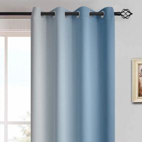 img 2 attached to Yakamok 84 Inch Long Ombre Curtains, Light Blocking Gradient Color Curtains, Room Darkening Thermal Insulated Grommet Window Drapes For Bedroom(Light Blue And Greyish White, 2 Panels, 52X84 Inch)