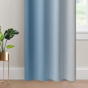 img 1 attached to Yakamok 84 Inch Long Ombre Curtains, Light Blocking Gradient Color Curtains, Room Darkening Thermal Insulated Grommet Window Drapes For Bedroom(Light Blue And Greyish White, 2 Panels, 52X84 Inch)