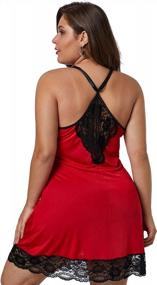 img 2 attached to BLMFAION Sexy Satin Chemise Lace Trim Nightgowns S-5X: Seductive Elegance and Plus-Size Comfort