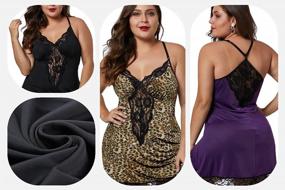 img 1 attached to BLMFAION Sexy Satin Chemise Lace Trim Nightgowns S-5X: Seductive Elegance and Plus-Size Comfort