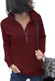 img 4 attached to Fashionable Women'S Quilted Pattern Long Sleeve Sweatshirt With Zipper, Pockets And Plain Design