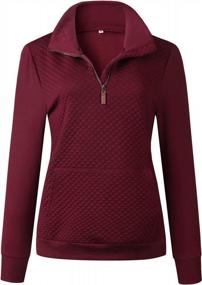 img 3 attached to Fashionable Women'S Quilted Pattern Long Sleeve Sweatshirt With Zipper, Pockets And Plain Design