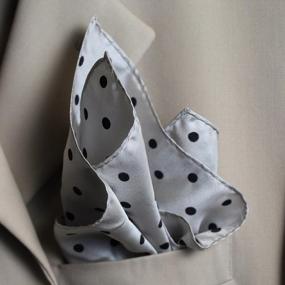 img 2 attached to Men's White Silk Polka Dot Pocket Square - Optimal Accessory for Handkerchief
