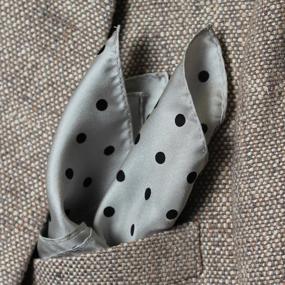 img 1 attached to Men's White Silk Polka Dot Pocket Square - Optimal Accessory for Handkerchief
