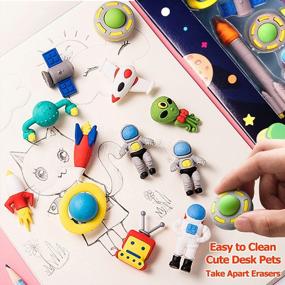 img 3 attached to Fun And Educational Animal Erasers: Perfect Desk Pets For Kids - Space Puzzle And Take Apart Eraser Toys - Ideal For Christmas And Birthday Party Gifts
