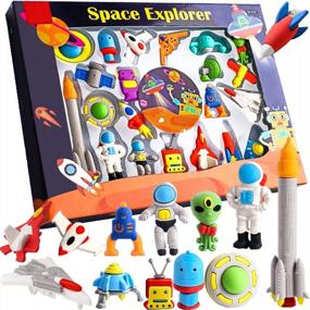 img 4 attached to Fun And Educational Animal Erasers: Perfect Desk Pets For Kids - Space Puzzle And Take Apart Eraser Toys - Ideal For Christmas And Birthday Party Gifts