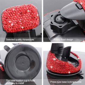 img 1 attached to 📱 Bling Crystal Rhinestone Car Stand Phone Holder - Windshield Dashboard Mount with Adjustable Easy-View GPS Screen - Compatible with iPhone 5, 6s, 7, 8s, 9, 10, SE, XS, XR, S20 (Red)