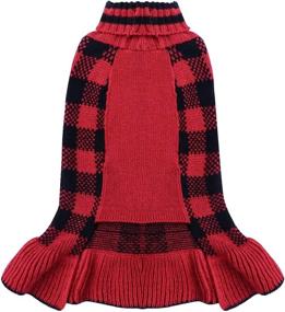 img 3 attached to 🐶 Stylish KYEESE New Year Dog Sweater Dress: Plaid with Bowtie, Leash Hole - Perfect for Small Dogs and Cats